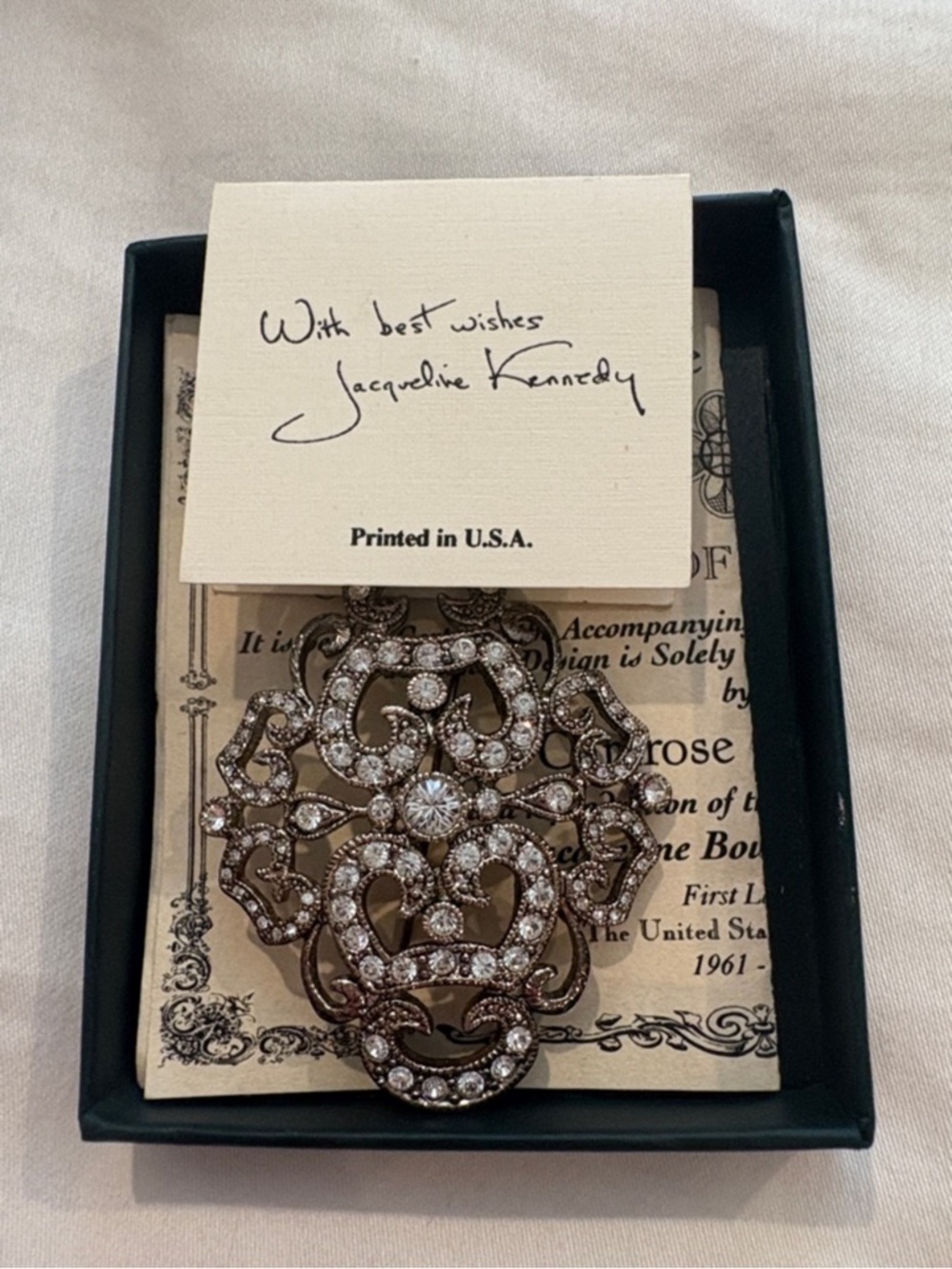 Vintage Camrose & Kross JBK for Jacqueline Bouvier Kennedy Silver Pin Brooch